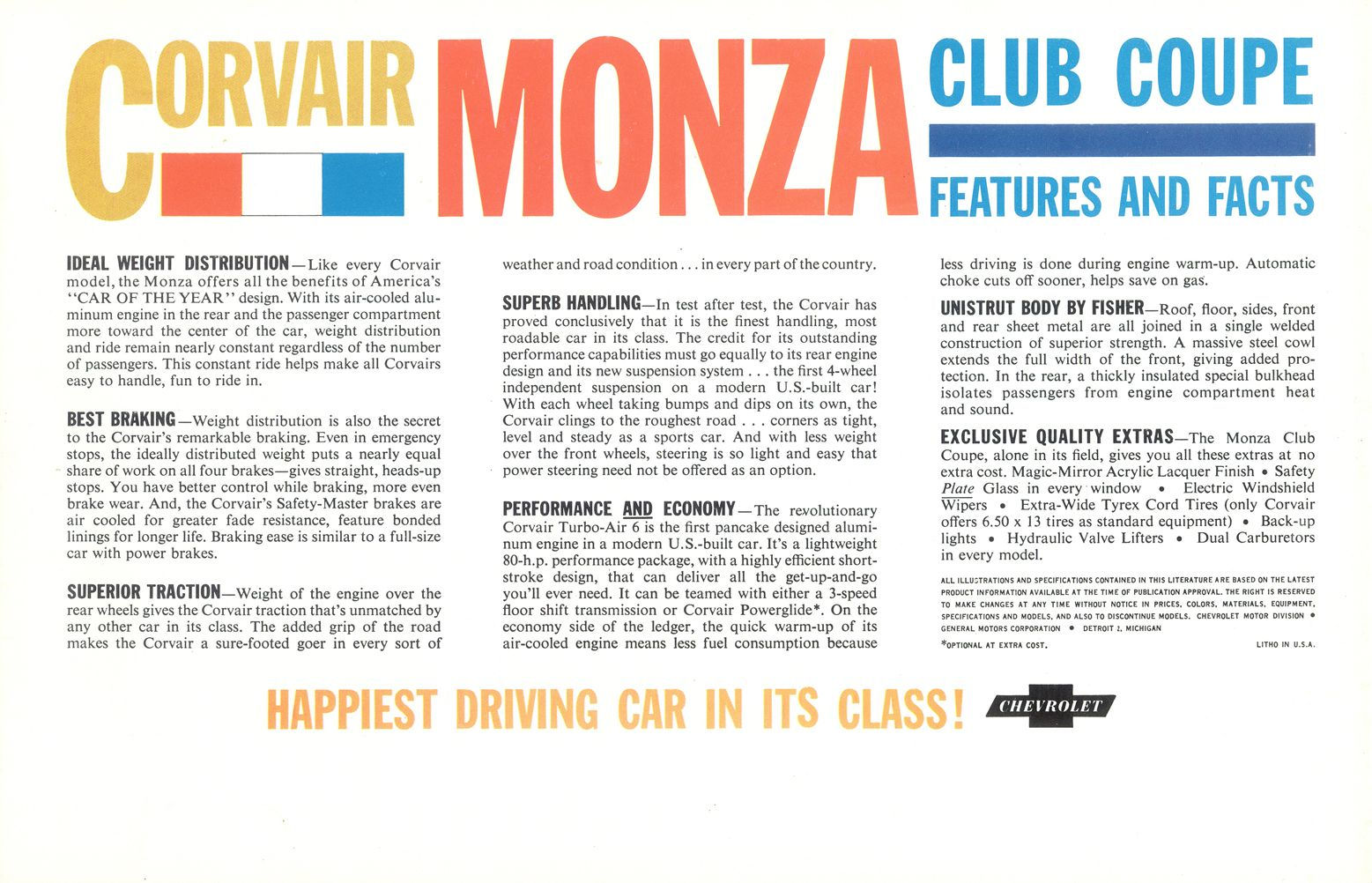 1960 Chevrolet Corvair Monza Brochure Page 3